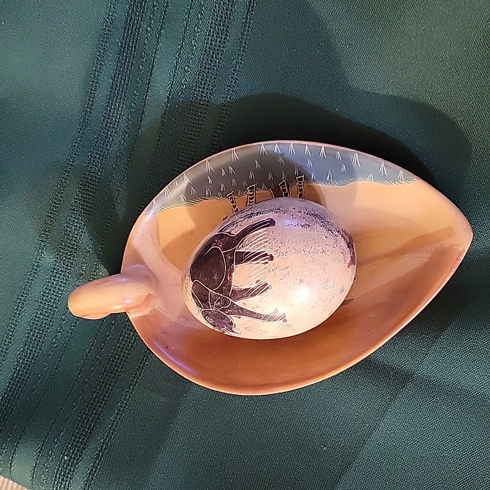 KENYA Dish With Hand Carved Egg